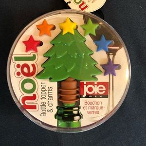 Joie Holiday Wine Bottle Topper & Charms NWT